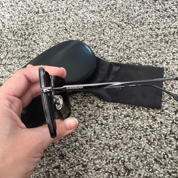 NEW Carrera Black & Gunmetal Aviator Sunglasses with Hard Case - Picture 2 of 6